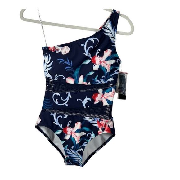 Carmen Marc Valvo One-Shoulder Floral Swimsuit Size 6 NWT – Tropical Elegance - Picture 2 of 14